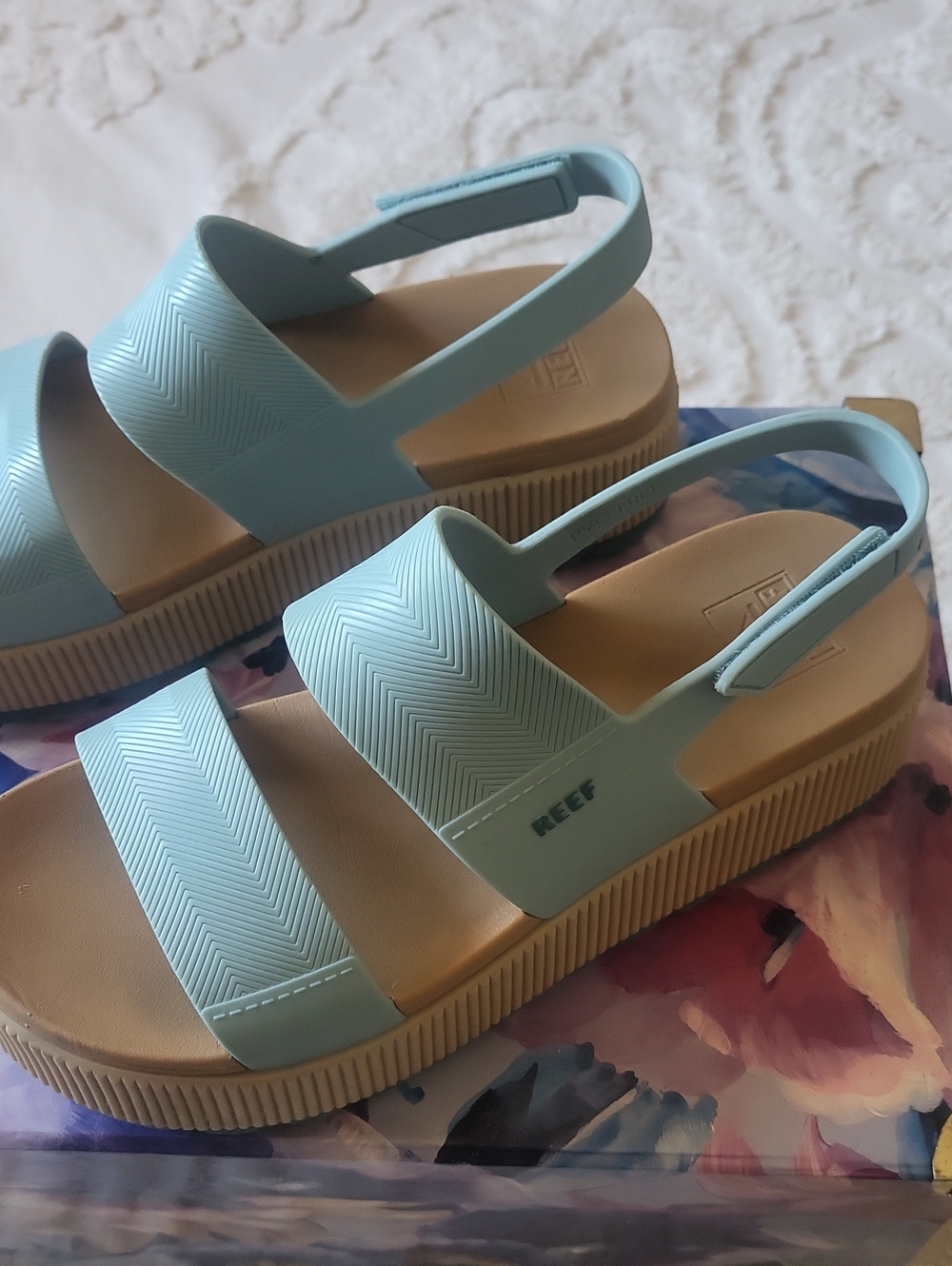 Reef  Blue Platform Slingback Sandals WO's Size 9